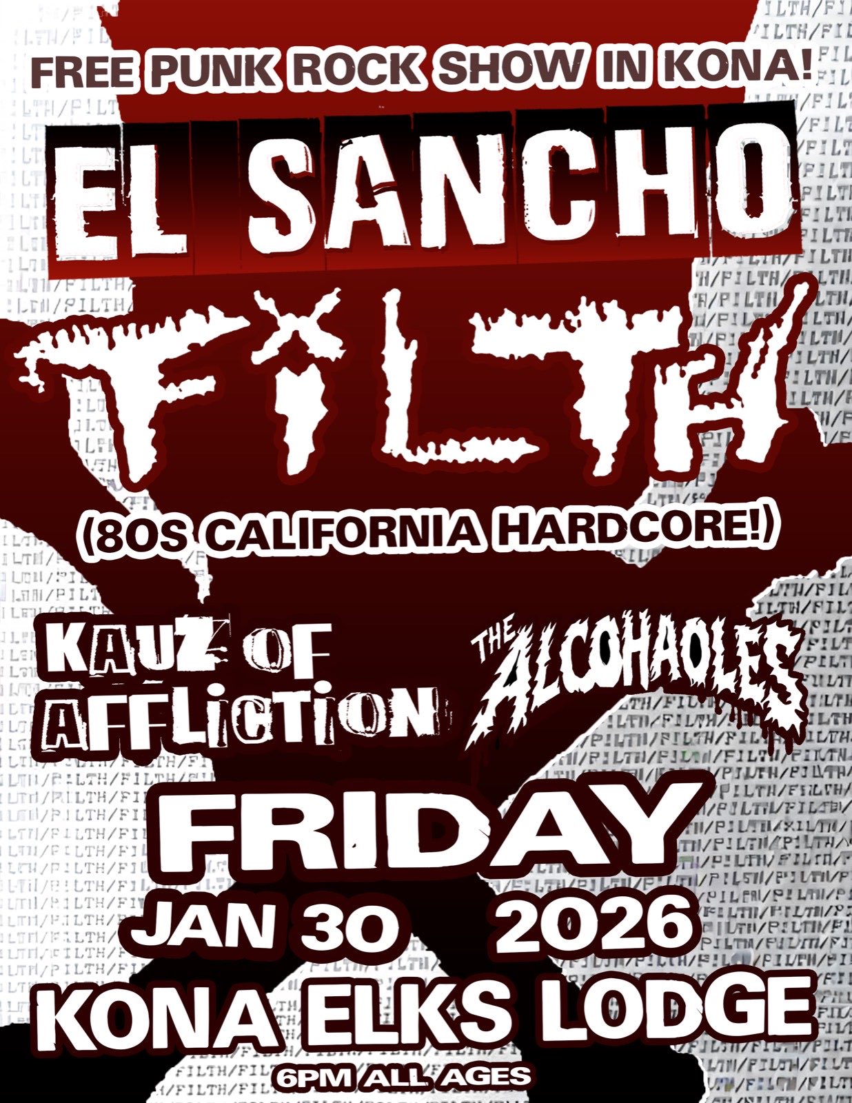 El Sancho show flyer — 013026 FilthKona