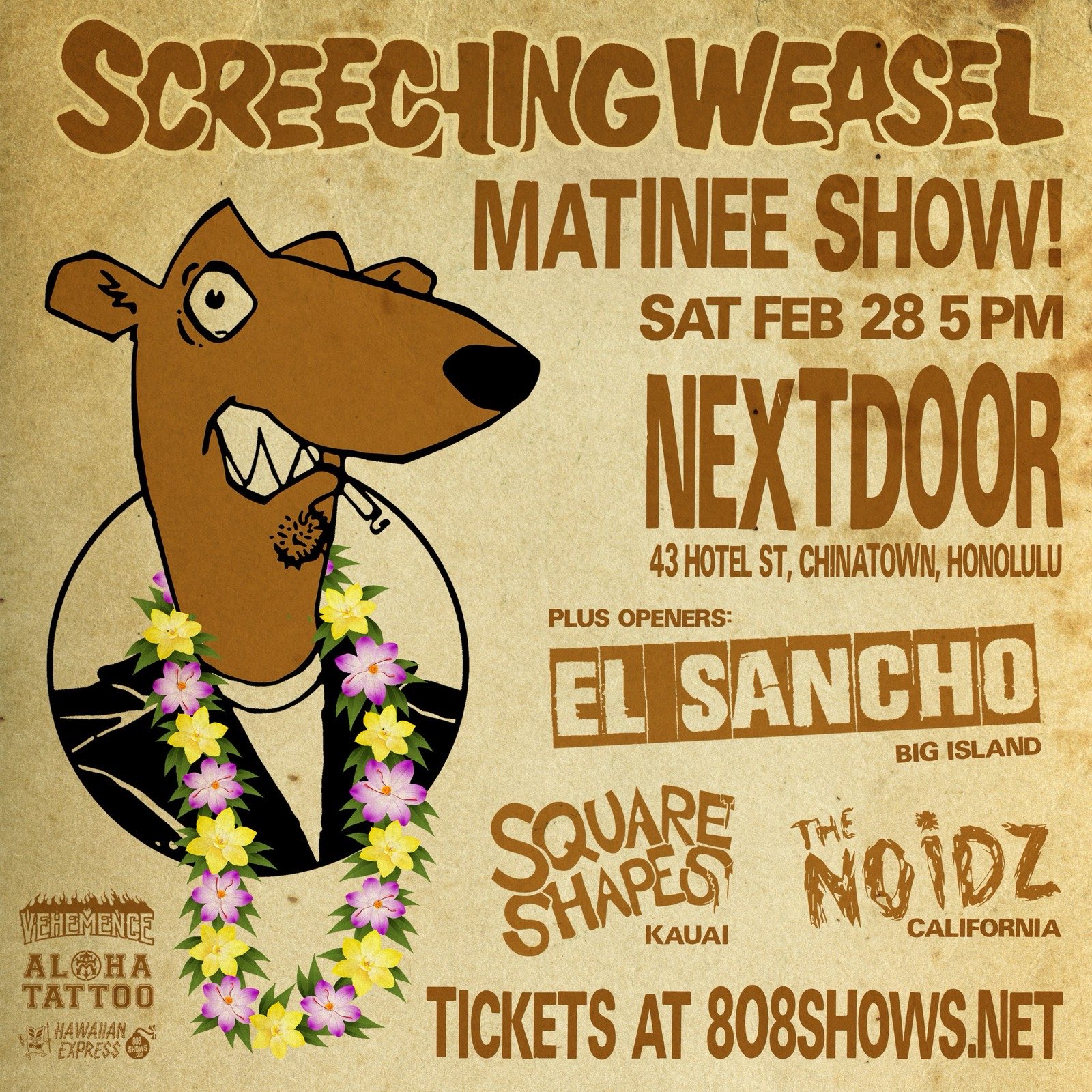 El Sancho show flyer — 022826 ScreechingWeaselOahu
