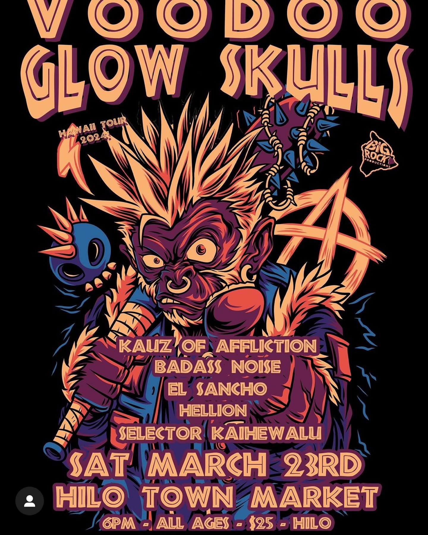 El Sancho show flyer — 032324 VoodooglowskulsHilo